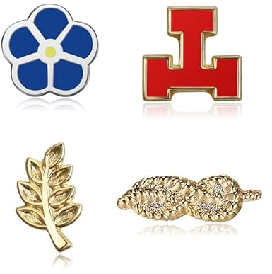 BOBIJOO JEWELRY - Lot Ensemble de 4 Pin's Acacia Myosotis Arche Royale Noeud Lac Amour Franc-Maçon