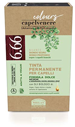Helan, Capelvenere Colours, Tinta per Capelli Naturale Permanente Formula Dolce 6.66N Biondo Scuro Rosso Profondo, Colore Capelli Kit Facile e Ottima Copertura, Tinta Capelli senza Ammoniaca e Alcool