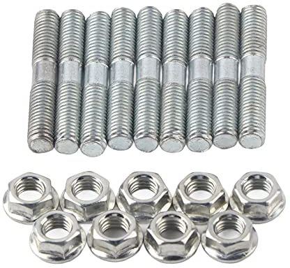 Duokon Kit de contre-écrou de goujon de turbine vis d'écrou à bride en acier inoxydable haute résistance M8x1.25 compatible avec S13, S14, S15, SR20, CA18 (18 pièces)