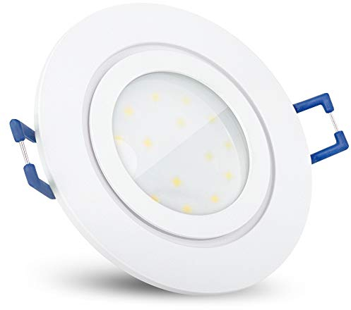 SSC-LUXon RW-2 Einbauleuchte Badezimmer IP44 in weiß rund extra flach - LED 4W neutralweiß tauschbar - Badeinbaustrahler 230V