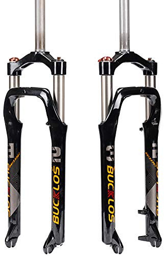 BUCKLOS 670,6 cm große Mountainbike-Federgabel mit Fat Tire, 100 mm Reiseabstand, Nabe 135 mm, gerades Rohr, manuelle Verriegelung, 9 mm QR-Ölfeder-Vordergabeln, passend für Snow/Strand/Mountainbike