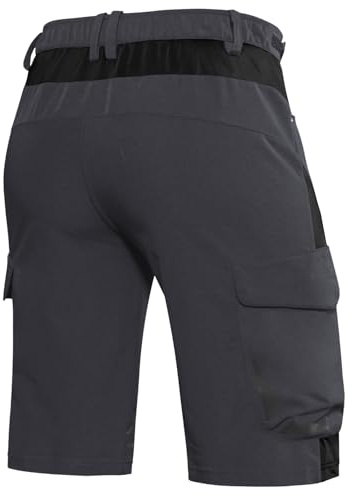 Cycorld Kurze Hosen Herren Atmungsaktiv Cargo Shorts Wasserabweisend Wanderhose Cargohose MTB Hose Herren Kurz mit 6 Taschen Bermuda Treking Sport Outdoorhose Stretch Sommer(DunkelGrau Ohne Pads, XL)