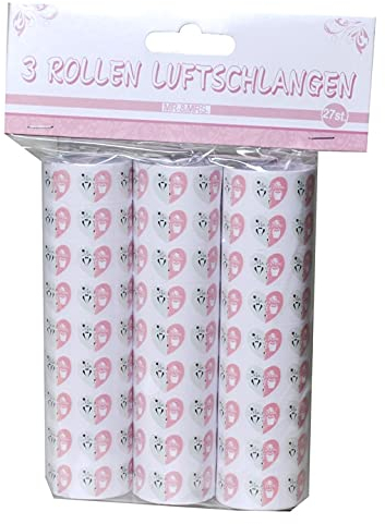 Udo Schmidt GmbH & Co Luftschlangen Hochzeit Mr & Mrs, 3 Rollen , Papier