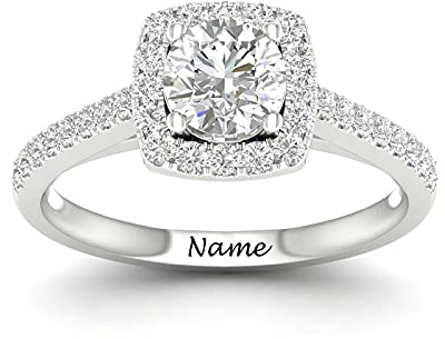SISGEM 0,288 Karat Naturdiamantring, 9 Karat Weißgold Diamant Halo Verlobungsring für Damen, G, SI2, Natural Diamond Ring Personalisierter Ring, für Frauen, Damen, Verlobung, Hochzeit