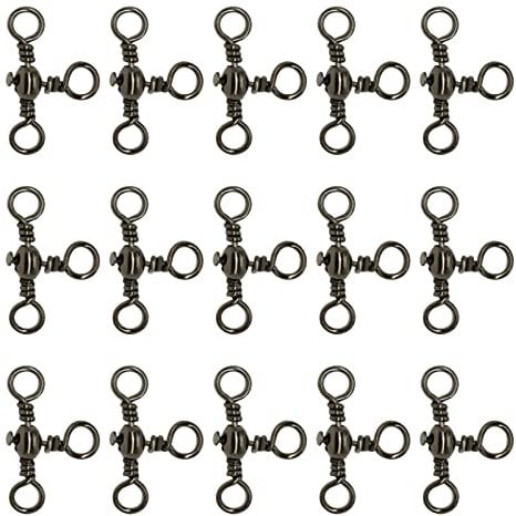 100 Pcs Fishing Rolling Swivels - Three Way Cross-line Barrel Swivels With Ball Bearing Hooks for Outdoor Fishing