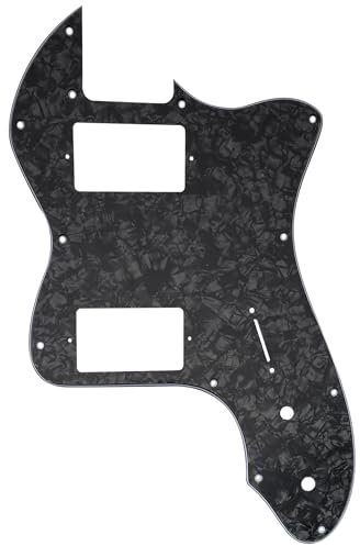 Musiclily Pro 12 Löcher Bedeckt HH Gitarren Schlagbrett Pickguard für USA/Mexico Fender 72 Tele Thinline Style E-Gitarre, 4-lagig Black Pearl