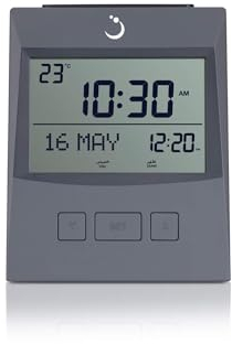 ALFAJR Azan Clock CS-13 Tischuhr, automatischer Athan Gebetsalarm, Grau
