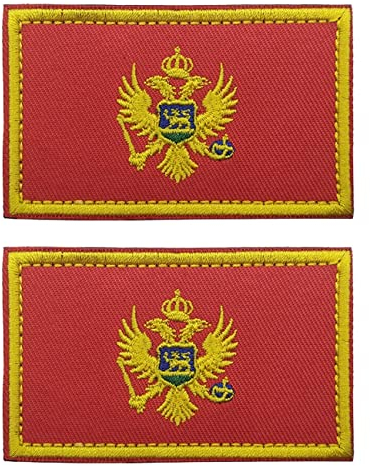 2 Stück AliPlus Montenegro Flag Patches Embroidered Tactical Military Patch Moral Patch Applique Fastener Hook and Loop