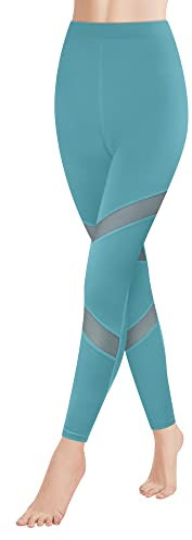 GOVIA 1er Pack Sport Leggings Damen lang High Waist Push Up Sportleggings Gym Pants Sporthose Elastisch Bauchweg Yoga Hose Fitnesshose Laufhose 4132 Hellblau S-M