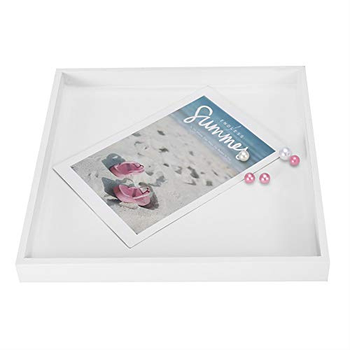 Plateau Multifonctionnel en Bois Blanc Organisateur Valet pour Bijoux Aliments Cosmétiques Multi-Usage Bureau Stockage Rectangulaire 20x20cm