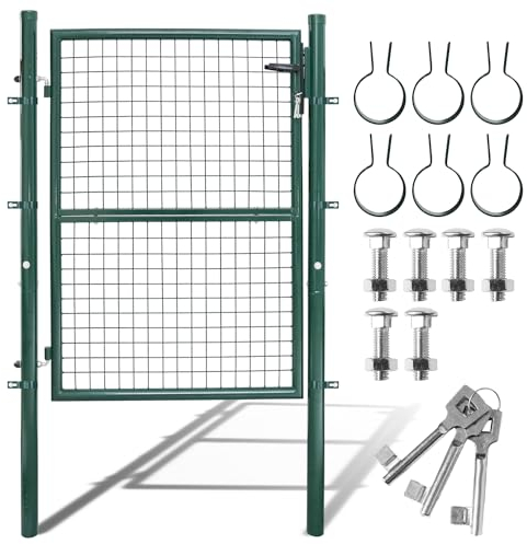 Cecaylie Gartentor Gartentür Grün Hoftor Zauntür Tor Inkl. Schloss 160 x 100 cm Zauntor Garten Gartenpforte Gitterzaun