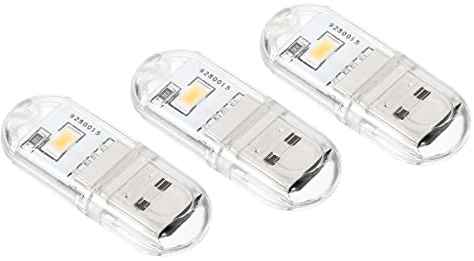 PATIKIL USB Night Light, 3 Pack Portable Plug-in Mini LED Lamp Stick 2 Beads for Home Decor Reading Sleeping Camping, Warm White