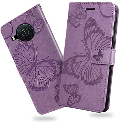 DENDICO Cover per Nokia X20 / Nokia X10, Portafoglio Custodia in PU Pelle per Nokia X20 / Nokia X10, Antiurto Cover a Libro con Slot per Carte, Viola