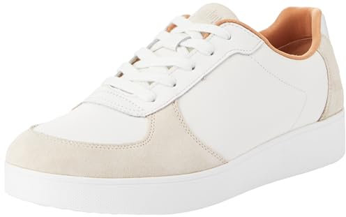 Fitflop Women's Rally Leather/Suede Panel Sneakers, Urban White/Paris Grey, 6.5 UK