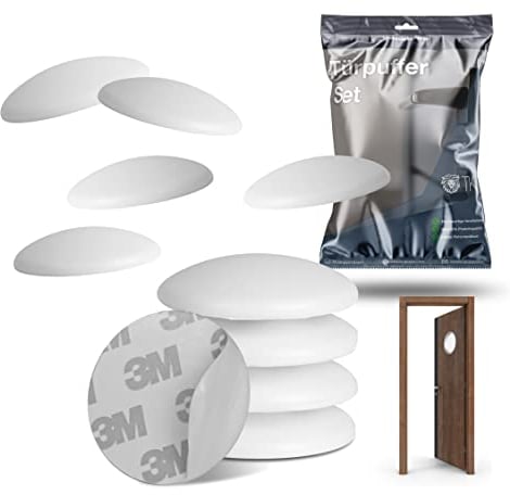 12x Türstopper & Türpuffer weiß - ⌀ 4 cm - Wand & Tür & Toilettendeckel - Stopper als Wandschutz - Gummistopper