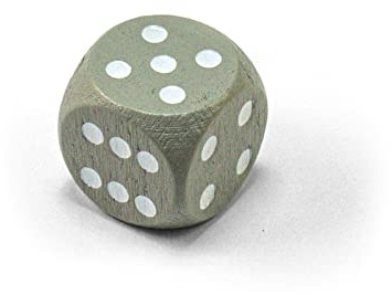 Waldfelsen Einzelne Bunte Holzwürfel Augenwürfel aus Holz in 20 frei konfigurierbar | Spielmaterial Zubehör Würfel 16 mm W6 D6 Standardgröße Knobel Dice 6-seitig (Grau-weiß)