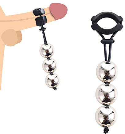 BDSMYEE Pennisring dehnbar Silikon mit metal Balls,Verstellbare Penisringe mit Hodengewicht,Hodenstrecker Ballstretcher,Eichelring für Penisvergrößerung,Sex Spielzeug für die Männer extrem (520g)