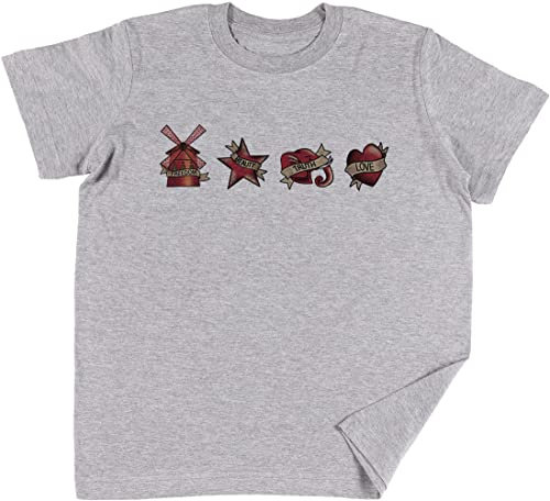 Freedom Beauty Truth Love Moulin Rouge Kinder Jungen Mädchen Unisex T-Shirt Grau