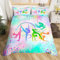 Gymnastik Mädchen Bettbezug S Größe,Aquarell Regenbogen Glitter Pailletten Druck Tröster Abdeckung,Kinder Mädchen Gymnast Tänzer Liebhaber Bettwäsche,Traumhafte Cheerleader Quilt Cover,1 Kissenbezug