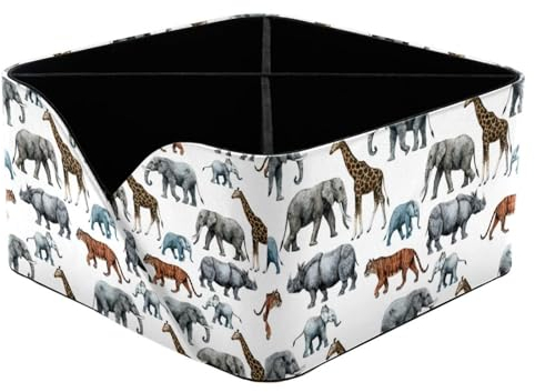 VAPOKF Giraffe Elephant Tiger Monkey Rhino Desk Organiser with 4 Compartments, Pencil Holders Pen Pot Storage Caddy for Desk, Desktop Storage Stationery Supplies for Home Office