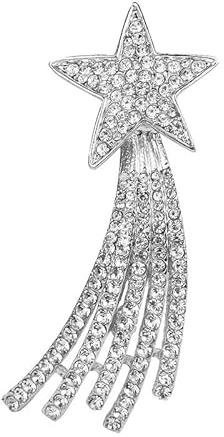 Broche strass météore, diamant serti d’une étoile à cinq branches, corsage, foulard en soie, boucle robe à double usage, blanc