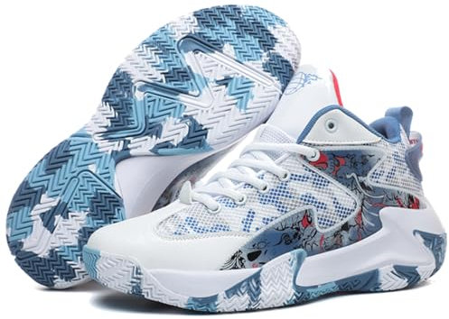 Scarpe da basket da uomo, traspiranti, con supporto, bianco, 42 2/3 EU