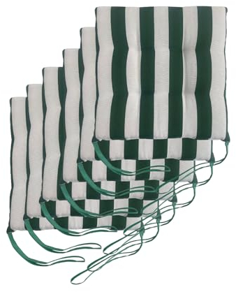 Il Tuo Artigiano Design Set mit 6 Kissen für Gartenstühle, hergestellt in Italien, Kissen für Küchenstühle, 40 x 40 cm, Polster aus Schaumstoff und weichem Acryl (weiß und grün)