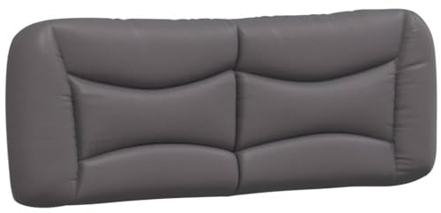 vidaXL Kopfteil Kissen, Kopfteilkissen für Schlafzimmer, Rückenkissen Bett mit Reißverschluss, Kopfpolster Bettkissen, Grau 140cm Kunstleder