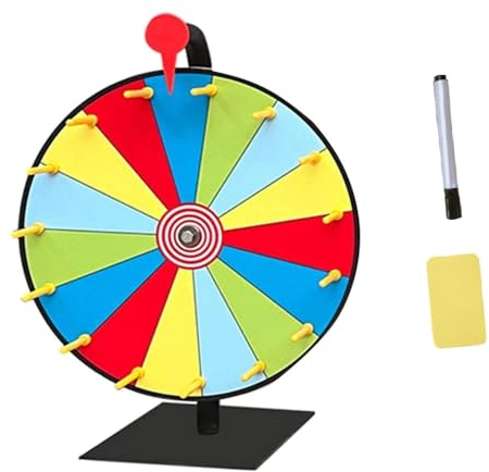Glücksrad, Glücksrad zum Drehen, Gluecksrad Gluecksrad, Glücksrad zum Selbstgestalten mit Markierstift, 15 Slots, für Lotteriespiele, Wortspiele, Karneval Party