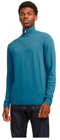 JACK & JONES Men's Jjeemil Knit Half Zip Noos Knitted Jumper, Oceanview, M