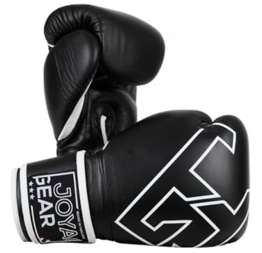 JOYA Premium Kickbox Handschuhe - Schwarz 14 oz - Handgefertigt in Thailand aus echtem Leder - Kampfsport Sparring Handschuhe - Muay Thai Kickboxen - Boxhandschuhe - Punchinghandschuhe Joya Fight Gear