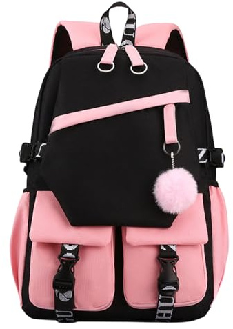 College Borsa del Campus Zaino per la Scuola in Bianco e Nero Femminile Burden Alleviation Boys School Borse Zaini per Spalle junior Zaino per lo Shopping Rosa
