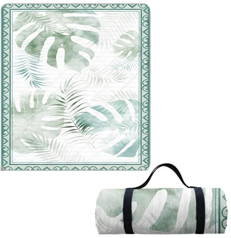 Hayisugal Picknickdecke 200x200 cm Verdickte Stranddecke Sandfrei Wasserdicht Campingdecke Picknickmatte Tragbare Picknickdecke für Strand,Picknick,Wandern,Park,Reisen, Pflanzen N, 200 x 200 cm