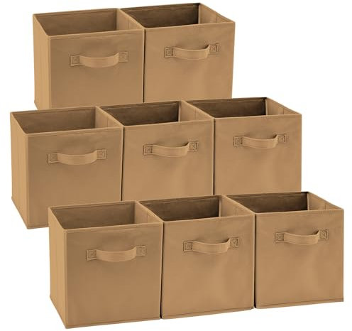 EZOWare Aufbewahrungskörbe Faltbare Würfel-Aufbewahrungsboxen, 8er-Set, Faltbare Aufbewahrungsbox für Kleinkinder, Kinderzimmer, Zuhause, 26,7x26,7x28cm / Dunkles -Mushroom