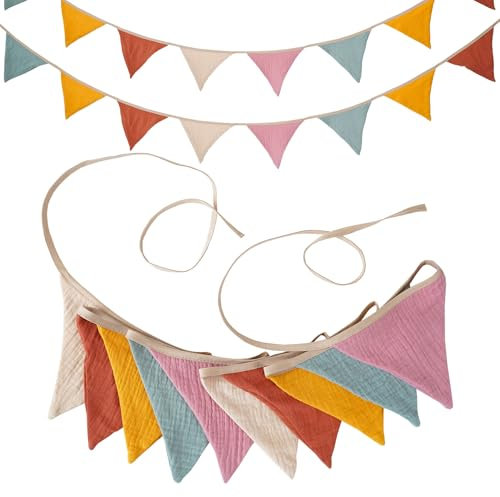 2 Stück Wimpelkette Kinderzimmer,2.6m Wimpelkette Stoff,Wimpelkette Stoff Kinderzimmer,Wimpelkette Outdoor,Wimpelkette Baby,Wimpelkette Beige,Wimpelkette Outdoor,Wimpelkette Bodenbett
