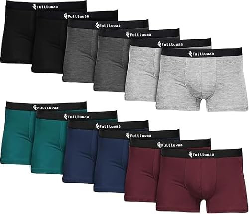 Fullluwaa Boxer Uomo da 12 Pezzi，Mutande Uomo Confortevolezza, Elasticizzato, Traspirabilità, Resistente, Boxer Uomo Cotone (Taglia S - 4XL)