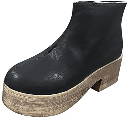Generico Stivaletti Bassi Donna Estivi Stivali Biker Donna Scarpe da Donna alla Caviglia Stivali per Le Donne Stivali alla con Tacco Casual Stivali con Tacco Anfibi Ragazza Stivali Donna (Black, 40)