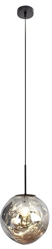 Leuchte.Store Pendelleuchte Canopus,Hängelampe in Silber,Hängeleuchte aus Metall & Glas im Lavadesign,Esstischlampe 1-flammig (1xE27 max.25 Watt),Wohnzimmerlampe 28cm ⌀,Glasleuchte,Pendellampe