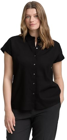 TOM TAILOR Damen 1047194 Bluse, 14482 - Deep Black, 46 Große Größen EU