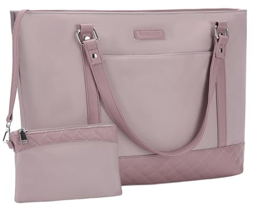 VX VONXURY Laptop Tote Bag for Women, 15.6 Inch Laptop Water Resistant Shoulder Bag Large Handbag with Small Purse for Work School Shopping Beach Pink