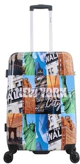 SAXOLINE Reisekoffer, mittelgroß, erweiterbar, Big Apple-Kollektion, Maße: 67 x 46 x 25 cm, Fassungsvermögen: 66 l, Gewicht: 3,7 kg, bunt, Modisch