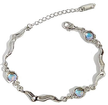 CVZJ Mondstein-Armbänder, modisches Handzubehör, Kettenarmbänder, Legierungsmaterial, unregelmäßiger Mondstein-Armreif für modische Mädchen, Legierung, As Pic Shows, Metall