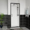 Aquariss 800x800mm Black Pivot Alloy Hinge Shower Door Enclosure with 800mm Clear Self Clean 6mm Shower Door Screen + White SMC Anti Slip Shower Tray and 90mm Waste