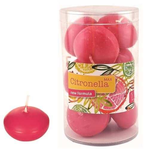 Benza Bougies flottantes rose citronnelle Ø 45 x 30 mm – Lot de 20