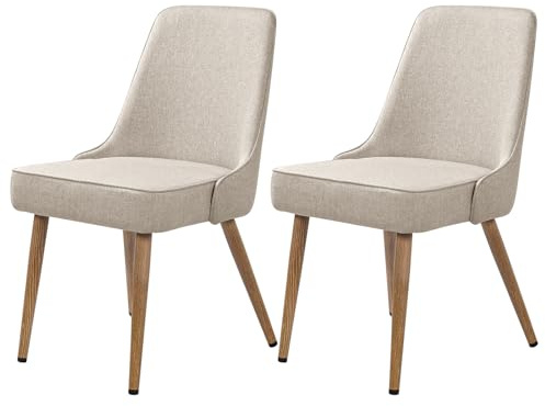 Nizzenithal Leinen Esszimmerstuhl 2er-Set, wasserdichte und fleckabweisende Polstermöbel-Küchelsäure in Beige
