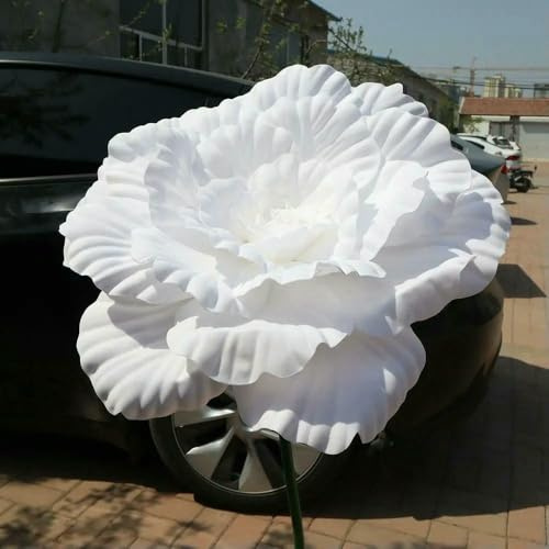 QOVBD Pivoine Artificielle géante en polyéthylène de 50 cm, Accessoire Photo pour vitrine, Fausses Fleurs Blanches
