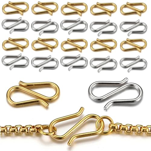 KIRZAX 40-teiliges Set Doppelt offener S-Verschluss, Edelstahl-Halsketten-Armbandverkürzer, Metallverschluss, Halsketten-Clip-Verschluss, Armbandverbinder für Armband, Schmuckherstellung