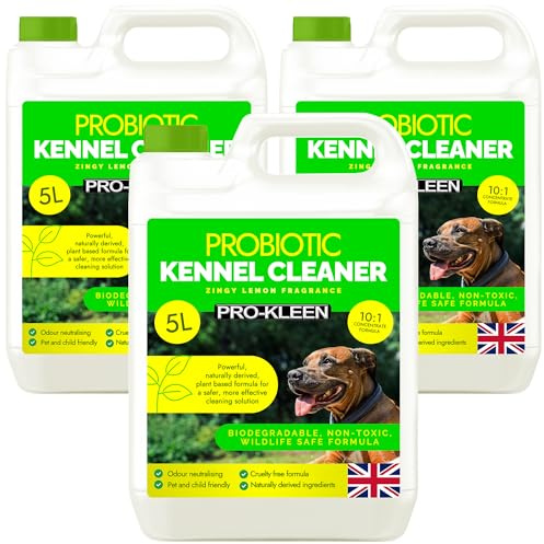 Pro-Kleen ProBiotic Kennel Cleaner 3 x 5L - Cleans & Neutralises Odours - Biodegradable, Non-Toxic, Wildlife & Pet Safe - Naturally Derived Ingredients - Cruelty Free & Vegan (Lemon Fragrance)