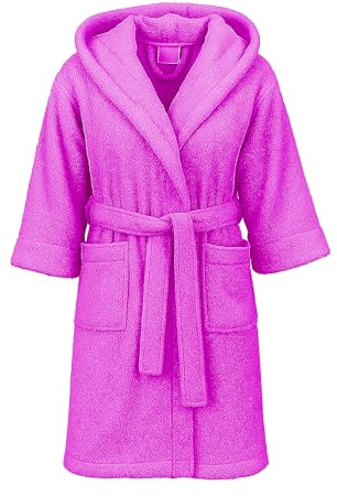 Dorian Home - Accappatoio Bambino e Bambina in Spugna con Cappuccio, Tasche, Cintura a Passanti e Gancio, 100% Cotone Traspirante Ipoallergenico - Morbido Durevole Assorbente per Piscina, Mare, Bagno