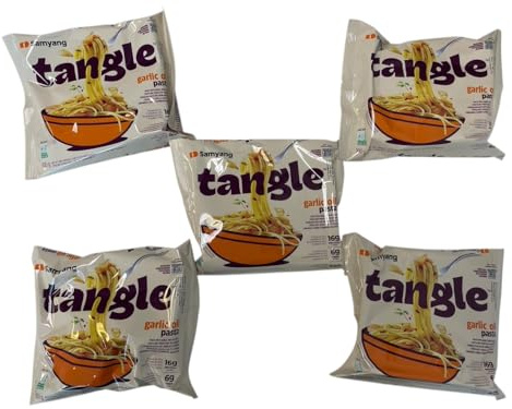 Samyang Tangle Garlic Oil Flavour Pasta 105g x 5 packs | Korean-Inspired Instant Noodles with Garlic Oil Flavour | Quick & Easy Fusion